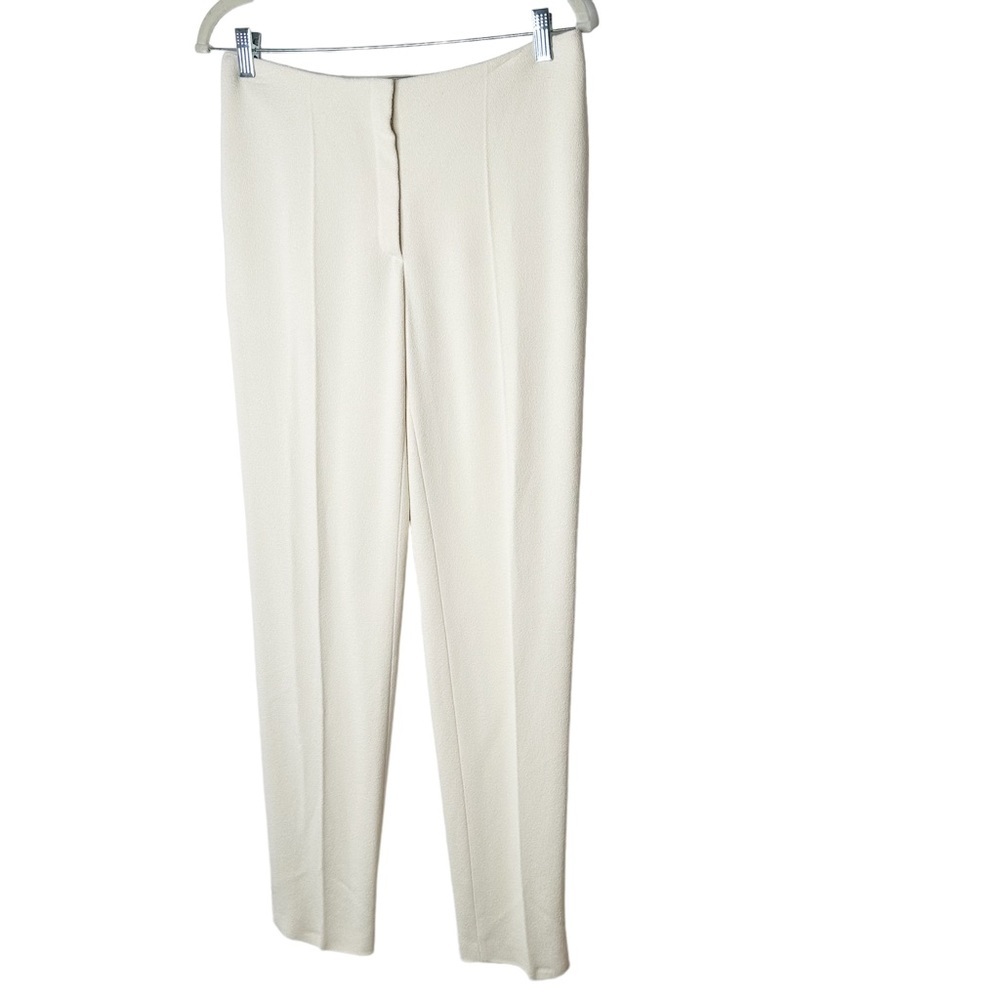 Nina Rocco Paris Ivory Front Pleated Crepe Trouser Pants Size 36/XS